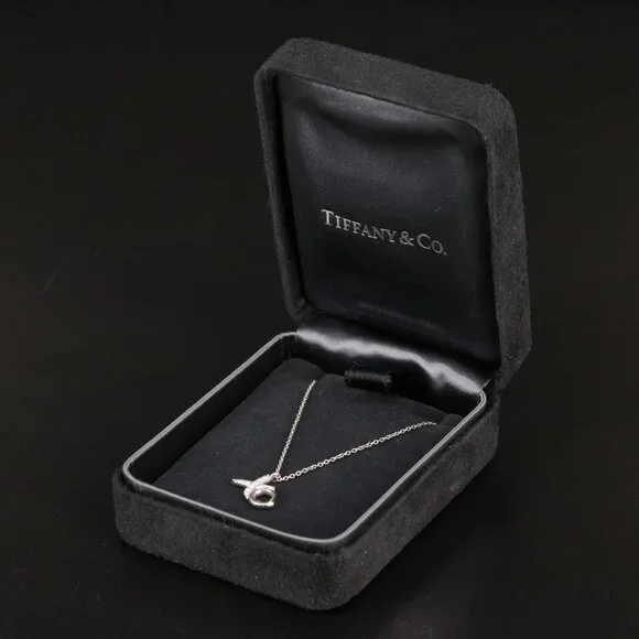 Tiffany & Co. 18K White Gold Diamond XO Pendant Necklace - Picture 6 of 10